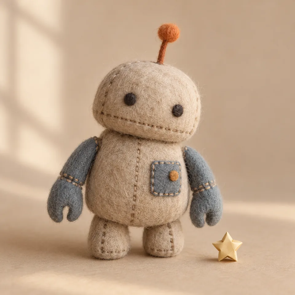 Inventez un personnage attachant aux coutures et aux fibres visibles.