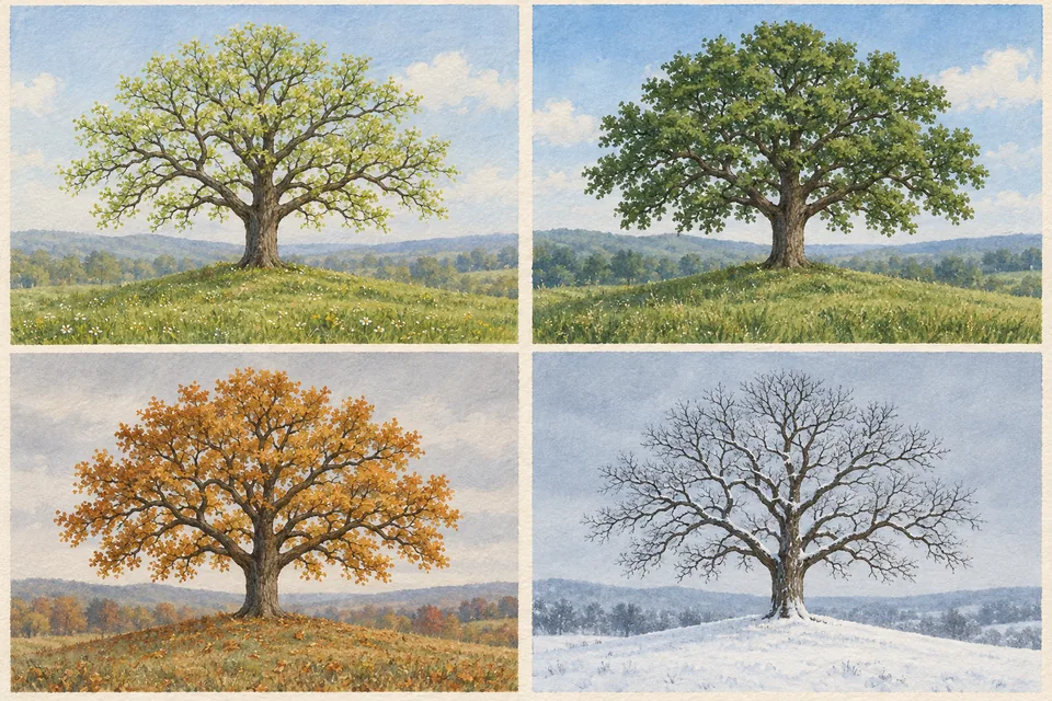 Keep the scene consistent while light, color and season change.