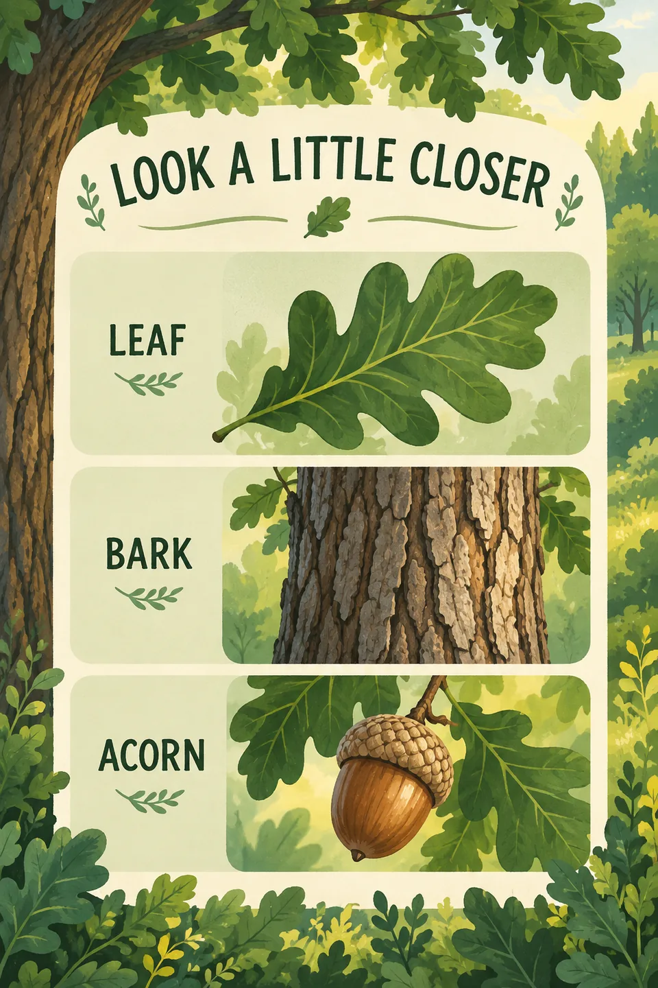 Illustrated rows make a small nature lesson easy to follow.