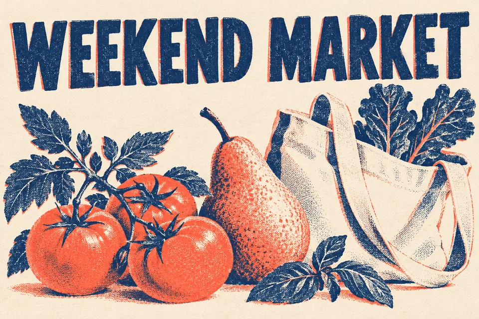 Two-ink print textures for a friendly neighborhood poster.